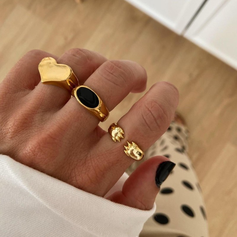 Anillo Elisa Oval Negro Oro 2