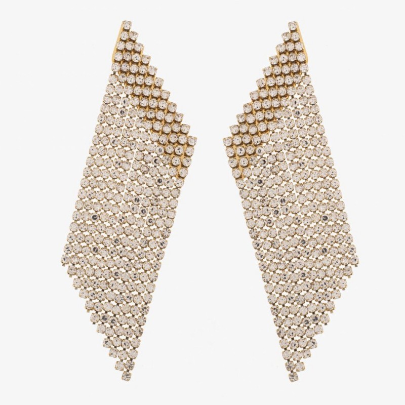 Zirconia Chains Tennis Gold Earrings (PAIR)