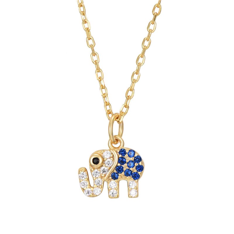 Zirconia Elephant Gold Necklace