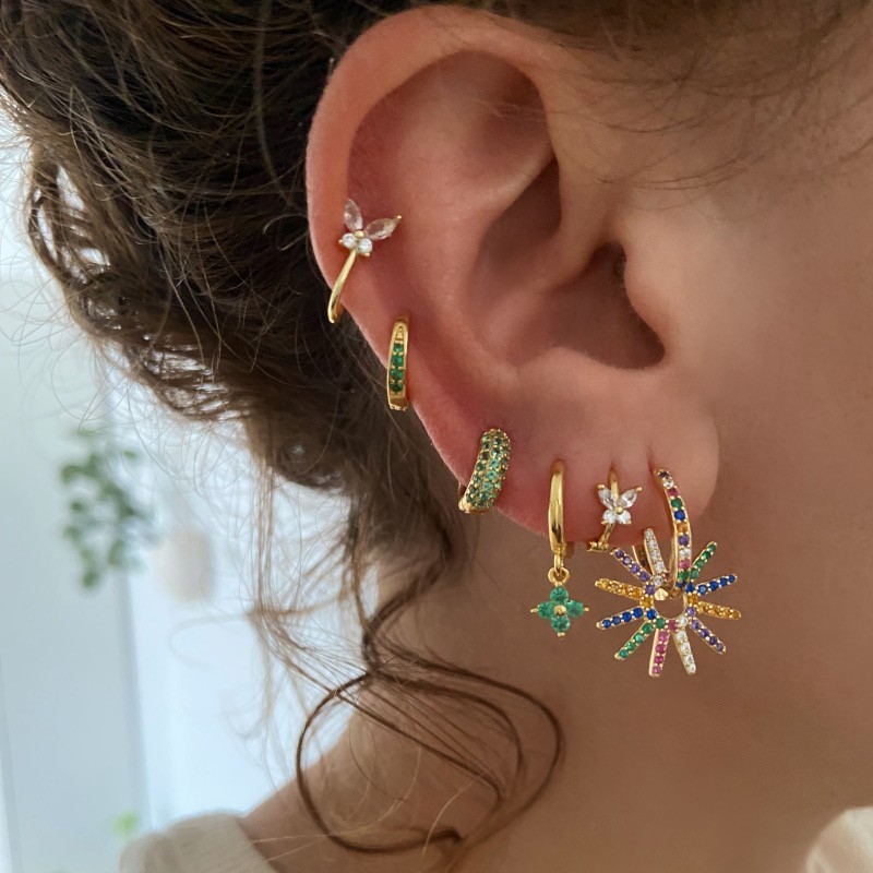 Pendiente Conti Multicolor Oro 2