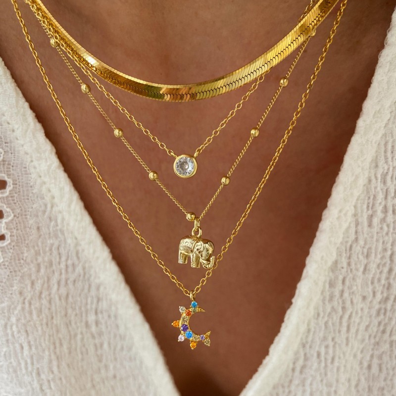 Collar Maya Moon Multicolor Oro 2