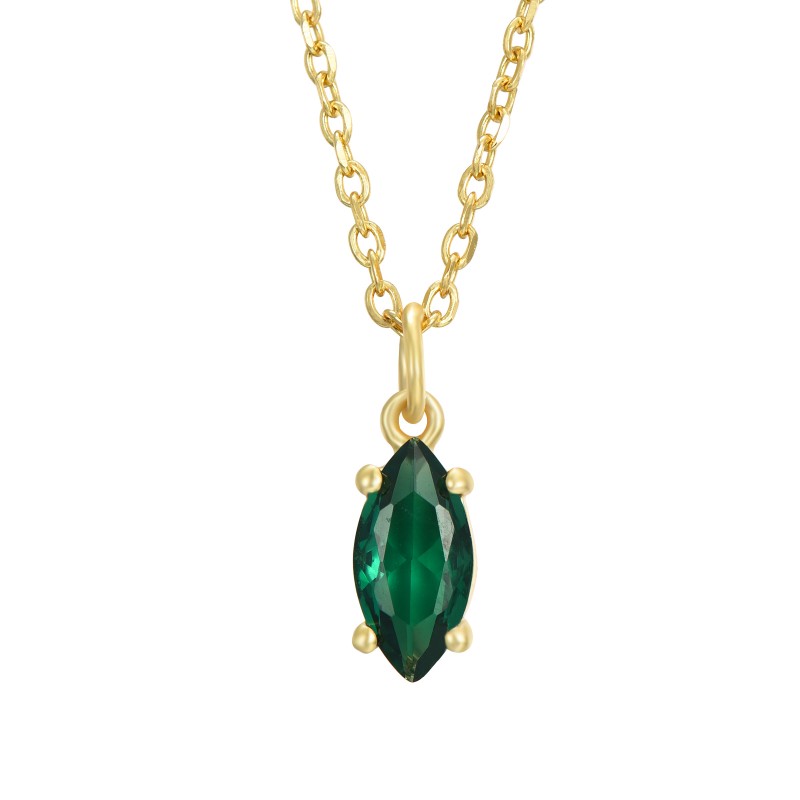 Green Marquise Gold Necklace