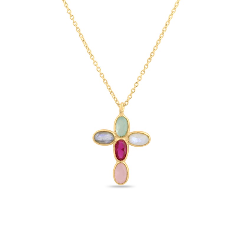 Mineral Cross Gold Necklace