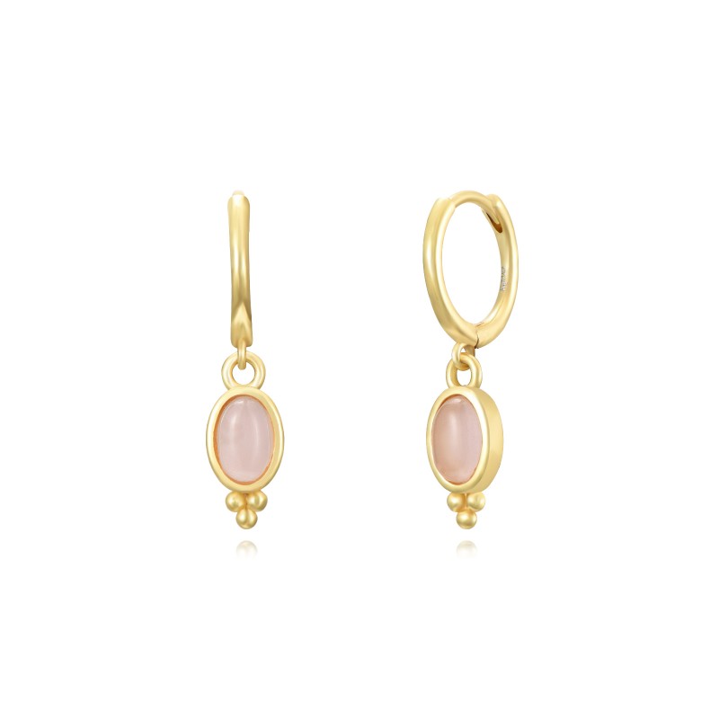 Pink Quartz Sanya Gold Earring