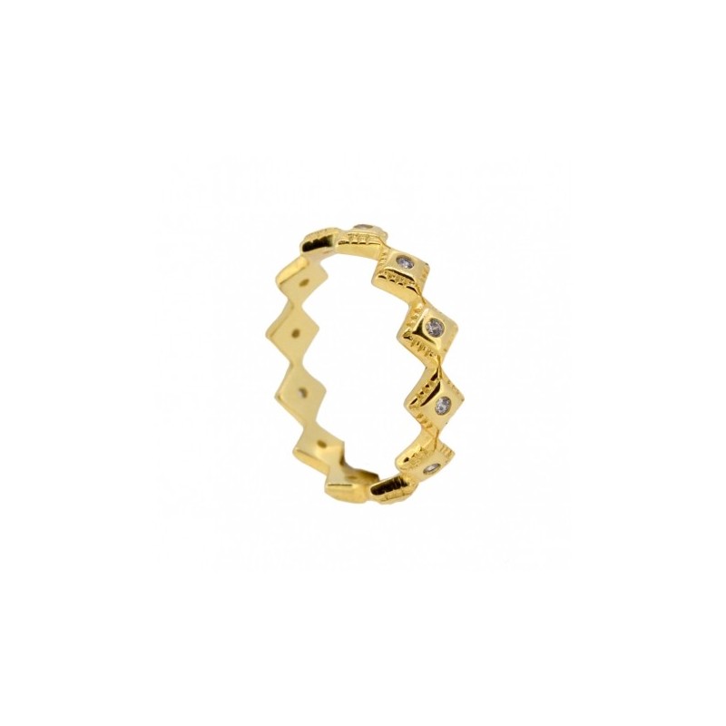 Zircons Rhombuses Gold Ring