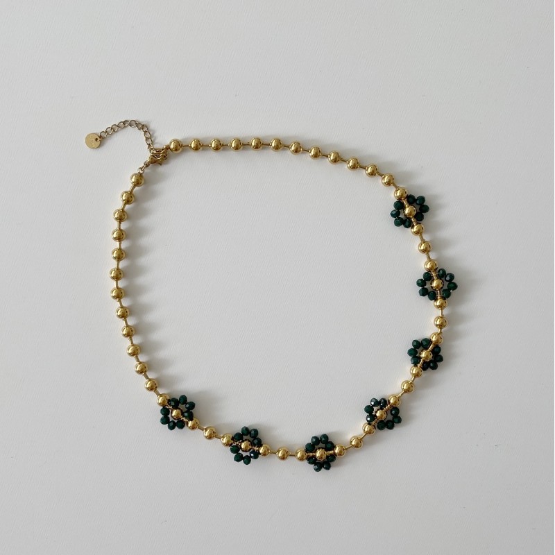 Green Las Flores Maxi Gold Necklace