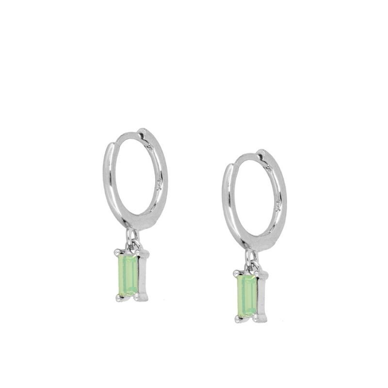 Green Opal Rectangle Earring