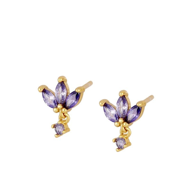 Lavender Poppy Gold Earring