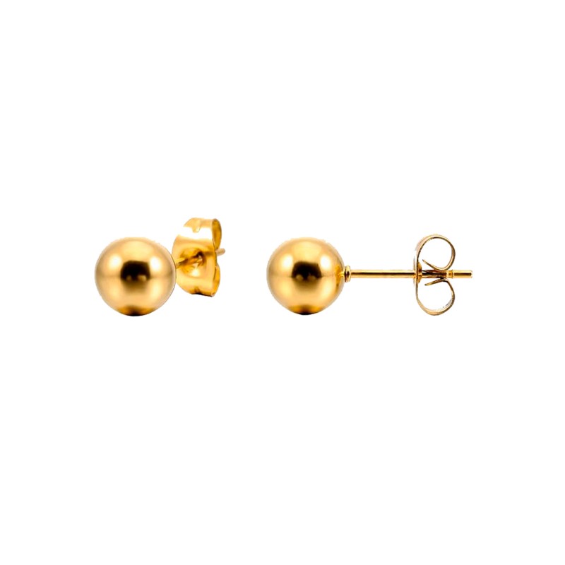Steel Sphere 5mm Gold Earring