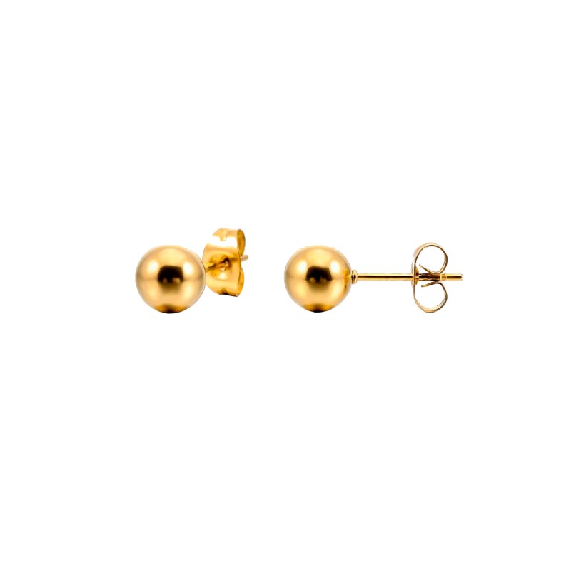 Steel Sphere 4mm Gold Earring