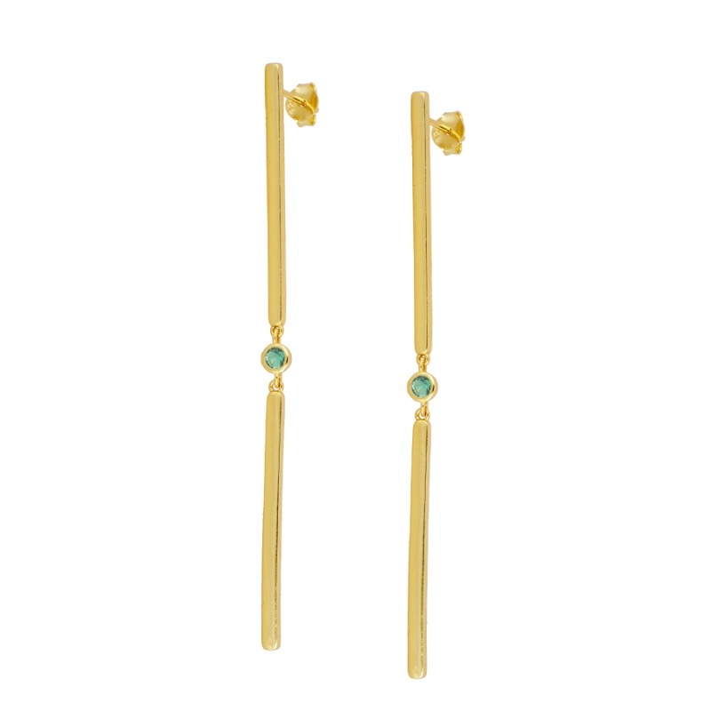 Green Zircons Gioconda Gold Earrings (PAIR)
