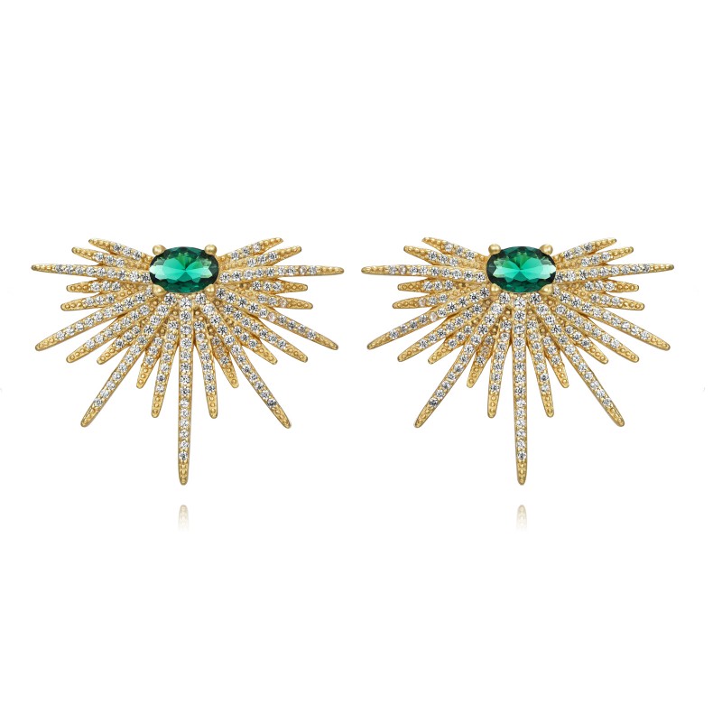 Green Celebrity Gold Earrings (PAIR)