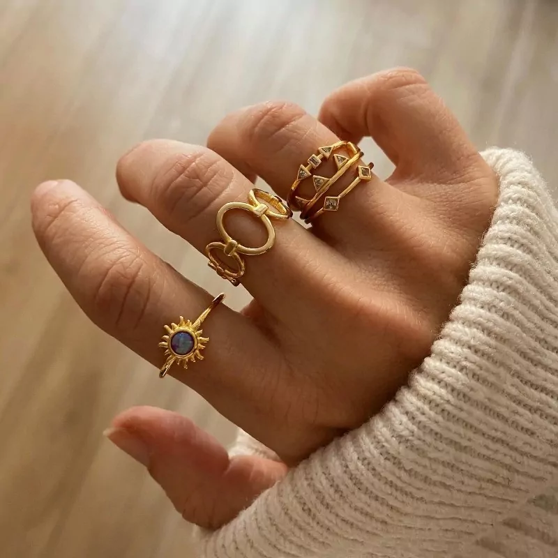 Anillo Triple Geometric Oro 2