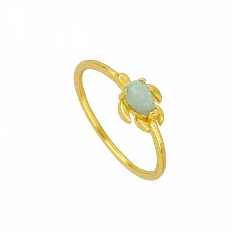 Anillo Turtle Ópalo Azul Oro