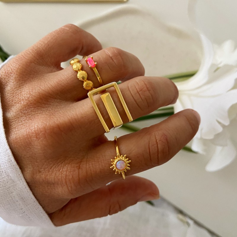Pink Opal Creta Gold Ring 2