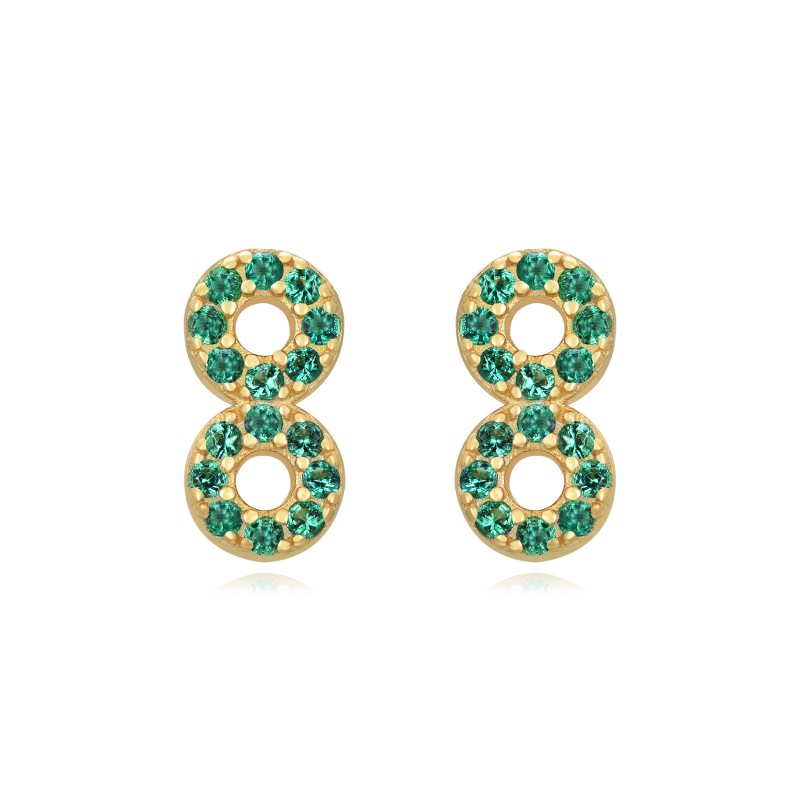 Pendiente Doble Alliance Verde Oro