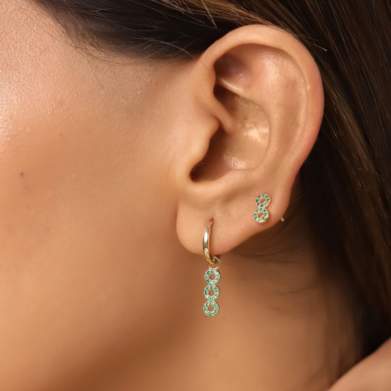 Pendiente Doble Alliance Verde Oro 2