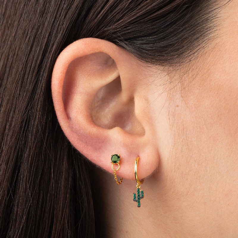 Pendiente Colmar Verde Oro 2