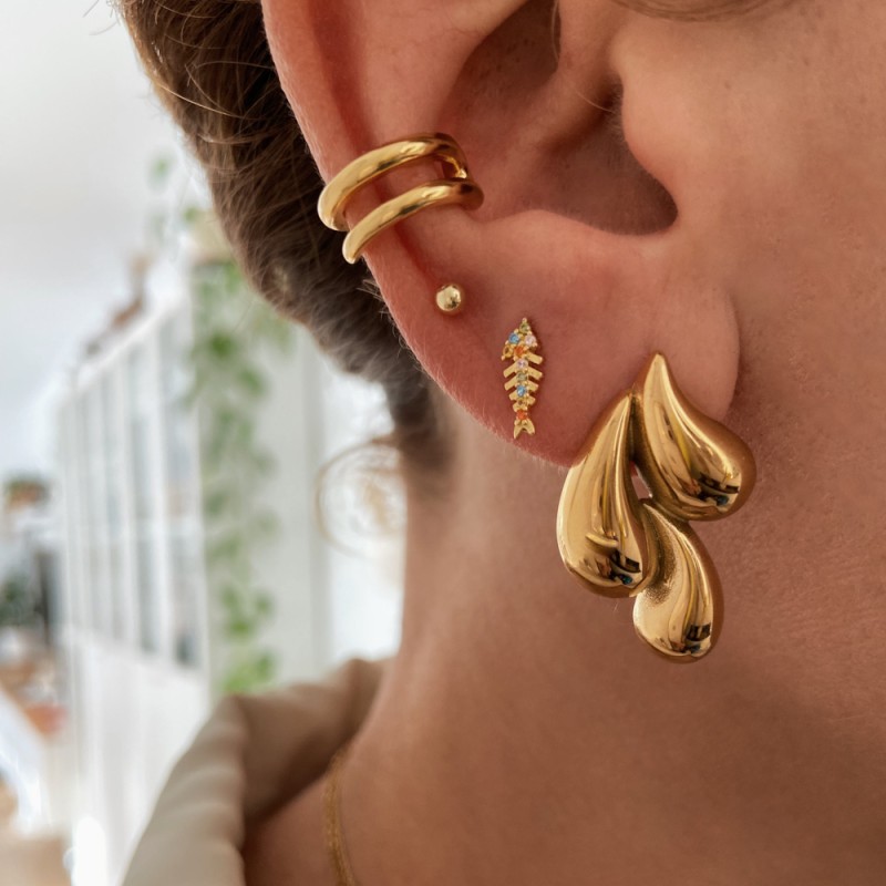 Pendiente Fish Tail Multicolor Oro 2