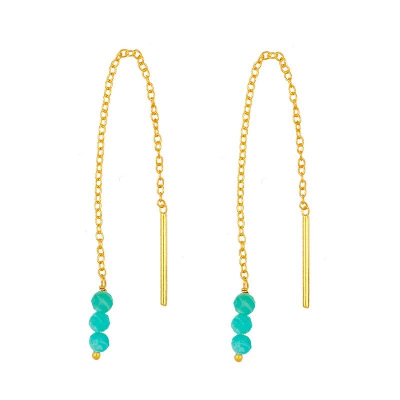 Pendiente River Amazonita Oro