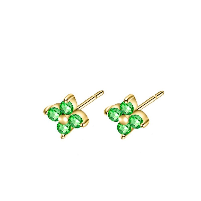 Tourmaline Zircons Flower Gold Earring