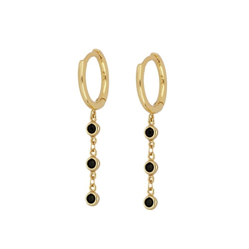 Estella Black Zircons Gold Earring