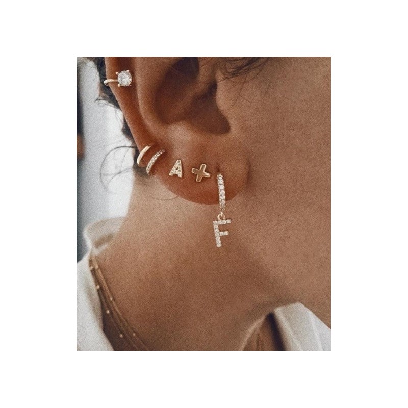 Zircons Letter Gold Earring