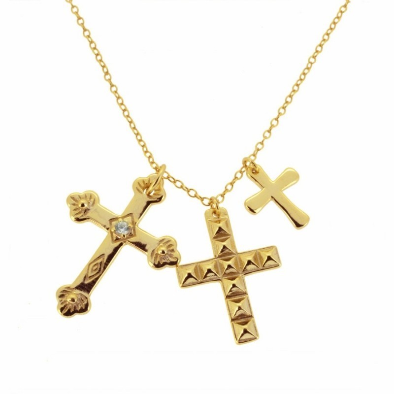 Three Crosses Gold Necklace