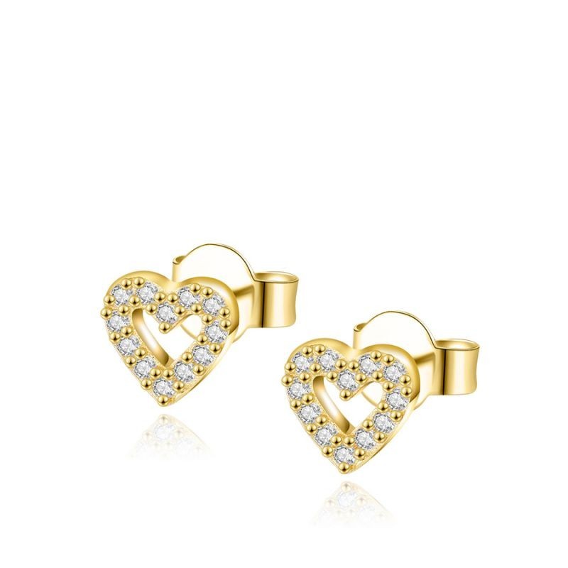 Heart Zircons Gold Earring