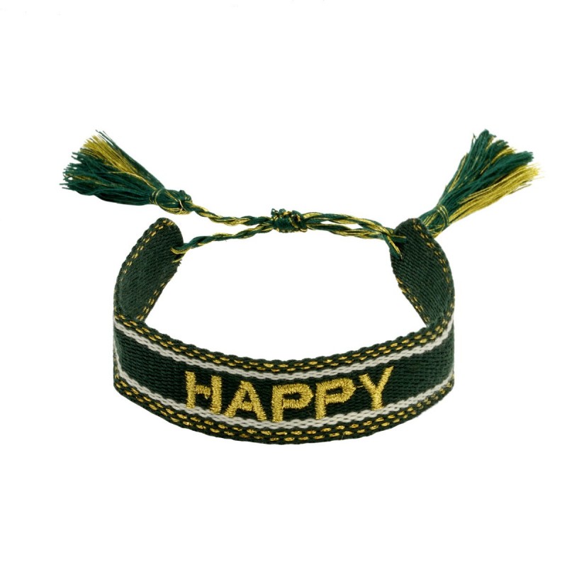 Cloth Happy Dark Green Bracelet
