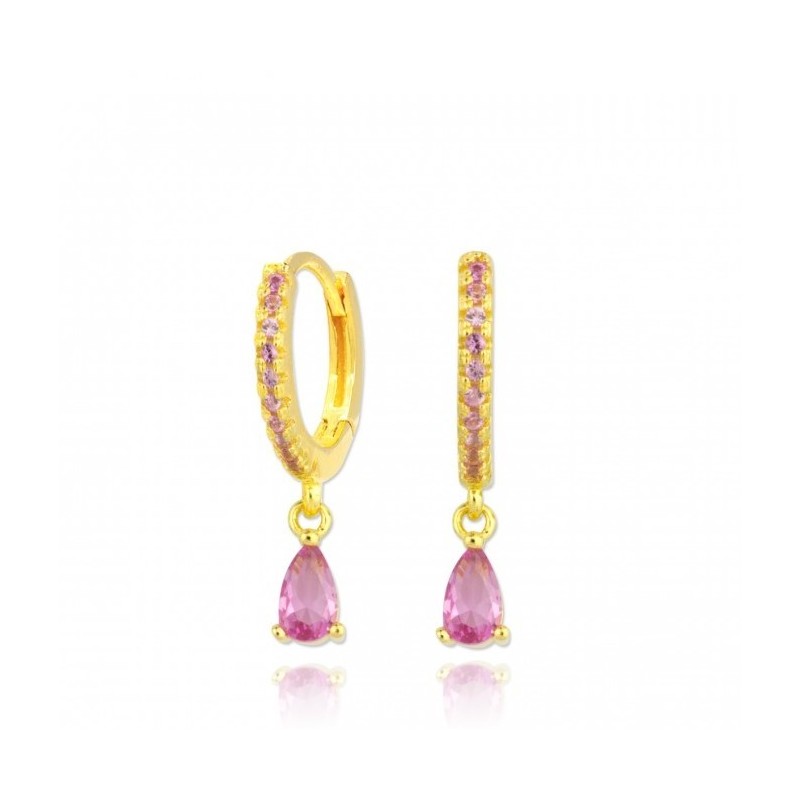 Pink Drop Gold Earring