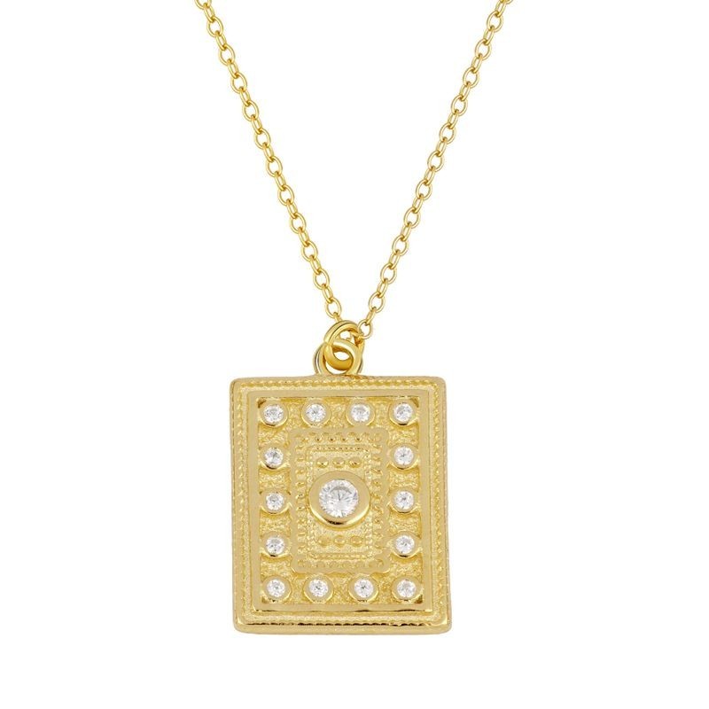 Square Medal Gold Necklace