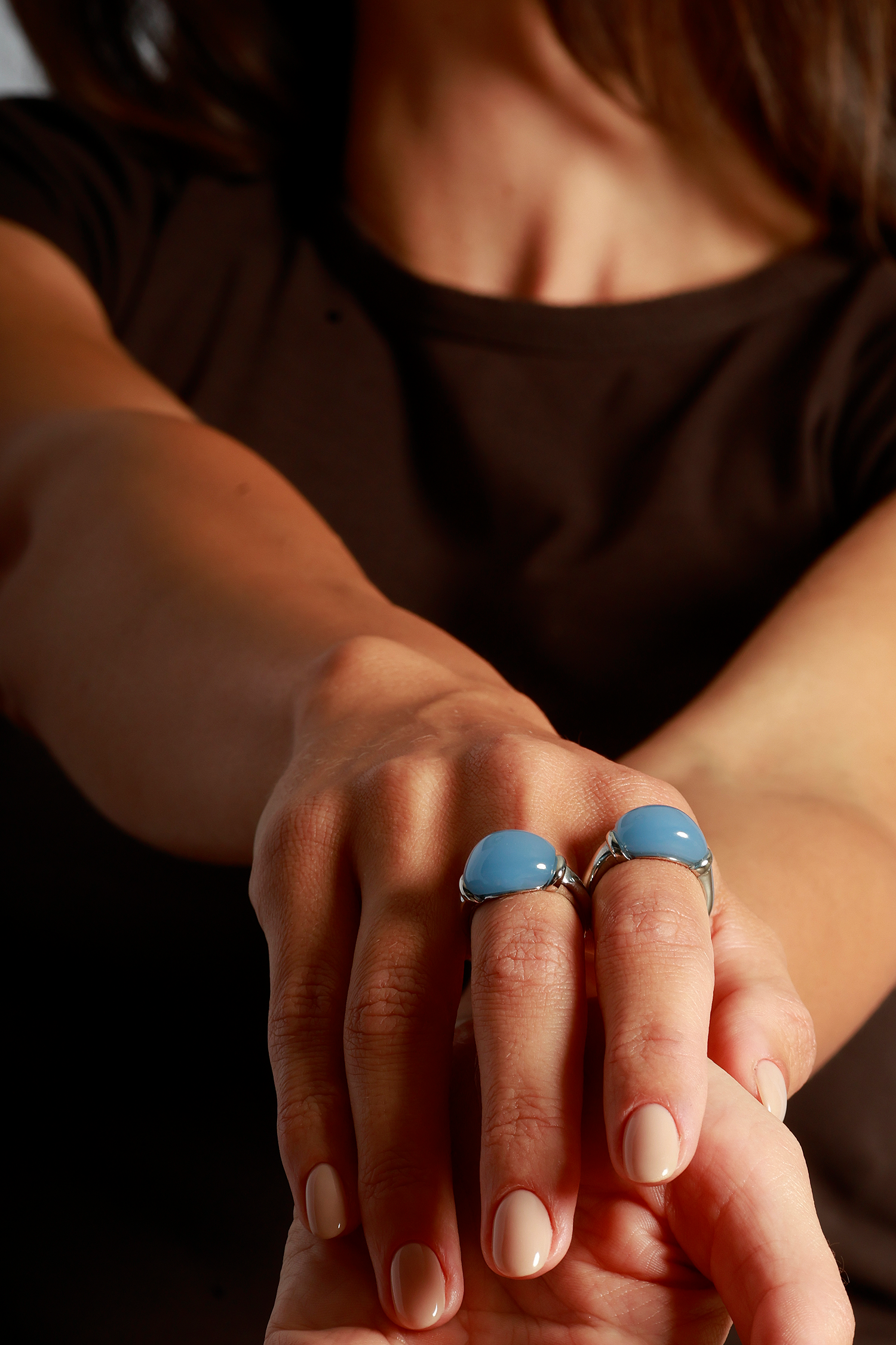 DUNE RING BLUE JADE STEEL
