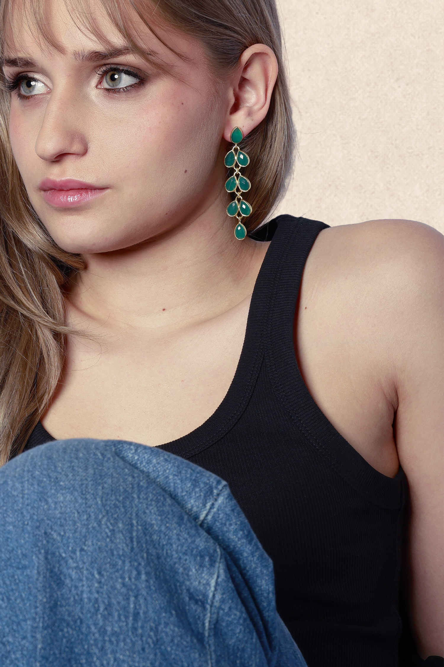 AUTUMN GREEN CHALCEDONY EARRINGS