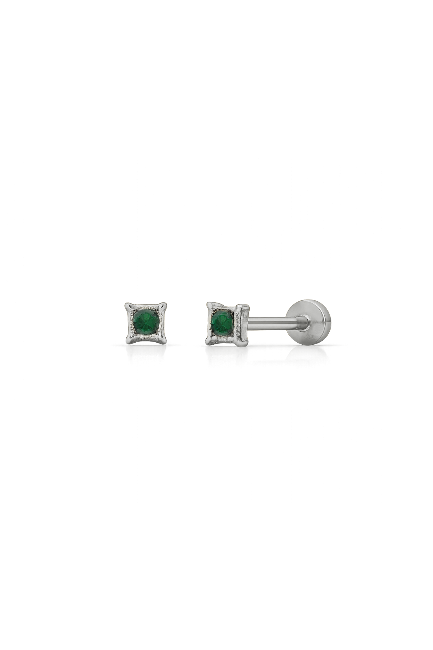 PIERCING TEYA VERDE PLATA