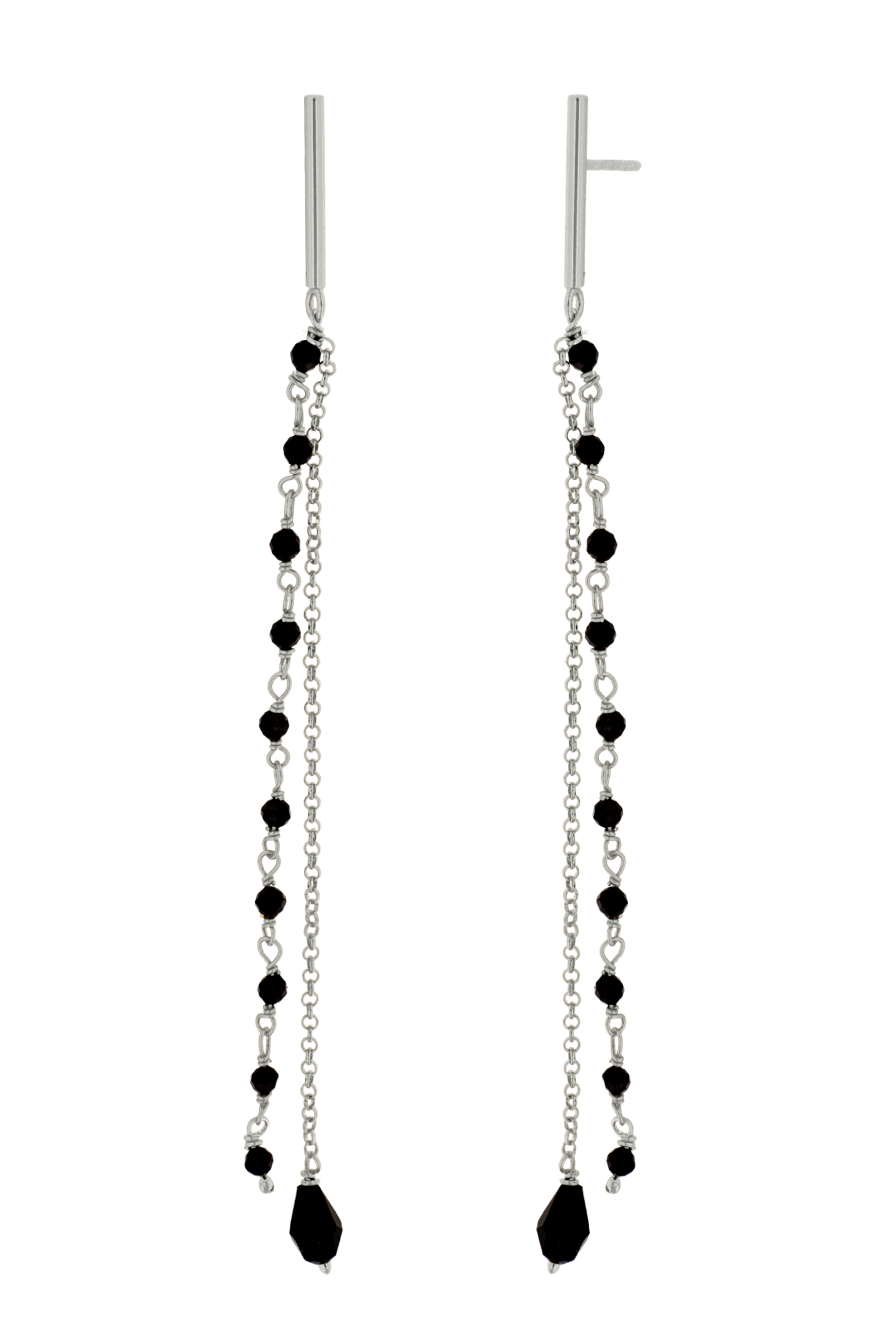 PENDIENTES NOIR CHAIN PLATA